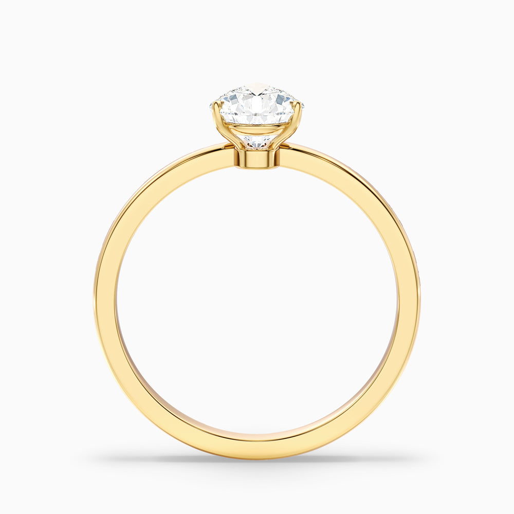 ginna 1 carat pear cut low profile solitaire lab grown diamond ring in 10k yellow gold - Side View