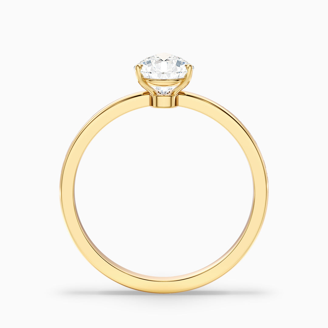 Ainsy 5 Carat Pear Cut Low Profile Solitaire Moissanite Diamond Ring in 14k Yellow Gold