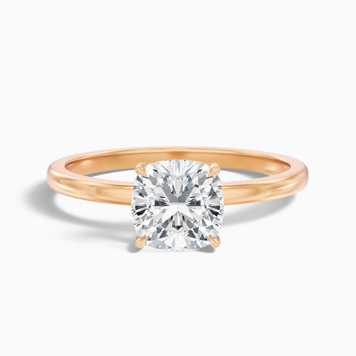 harly 5 carat cushion cut low profile solitaire lab grown diamond ring in 10k yellow gold - Front View