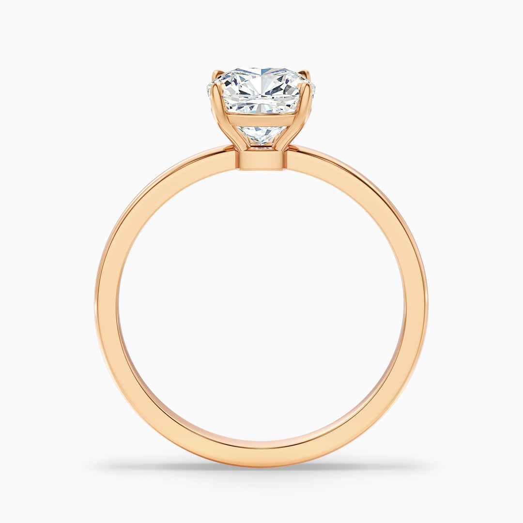 harly 4.5 carat cushion cut low profile solitaire lab grown diamond ring in platinum - Side View