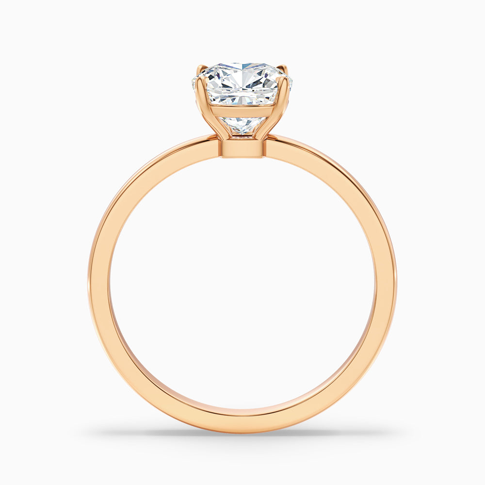 harly 3.5 carat cushion cut low profile solitaire lab grown diamond ring in 10k rose gold - Side View