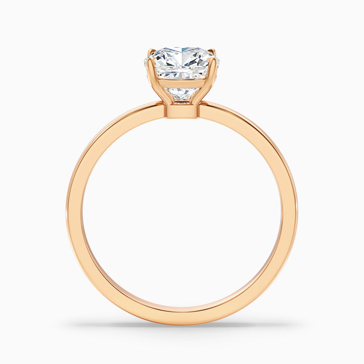 harly 1 carat cushion cut low profile solitaire lab grown diamond ring in 10k yellow gold - Side View