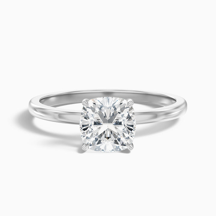 harly 2.5 carat cushion cut low profile solitaire lab grown diamond ring in 925 sterling silver - Front View