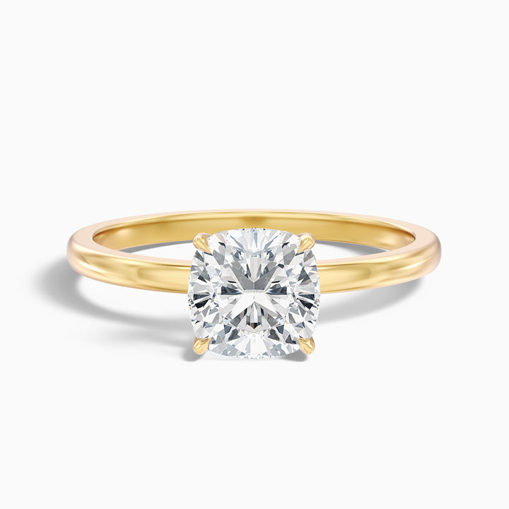 Chaya 2 Carat Cushion Cut Low Profile Solitaire Moissanite Diamond Ring in 925 Sterling Silver