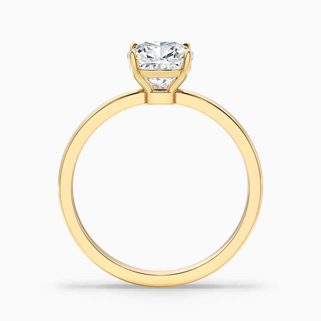 Chaya 1 Carat Cushion Cut Low Profile Solitaire Moissanite Diamond Ring in 10k Yellow Gold