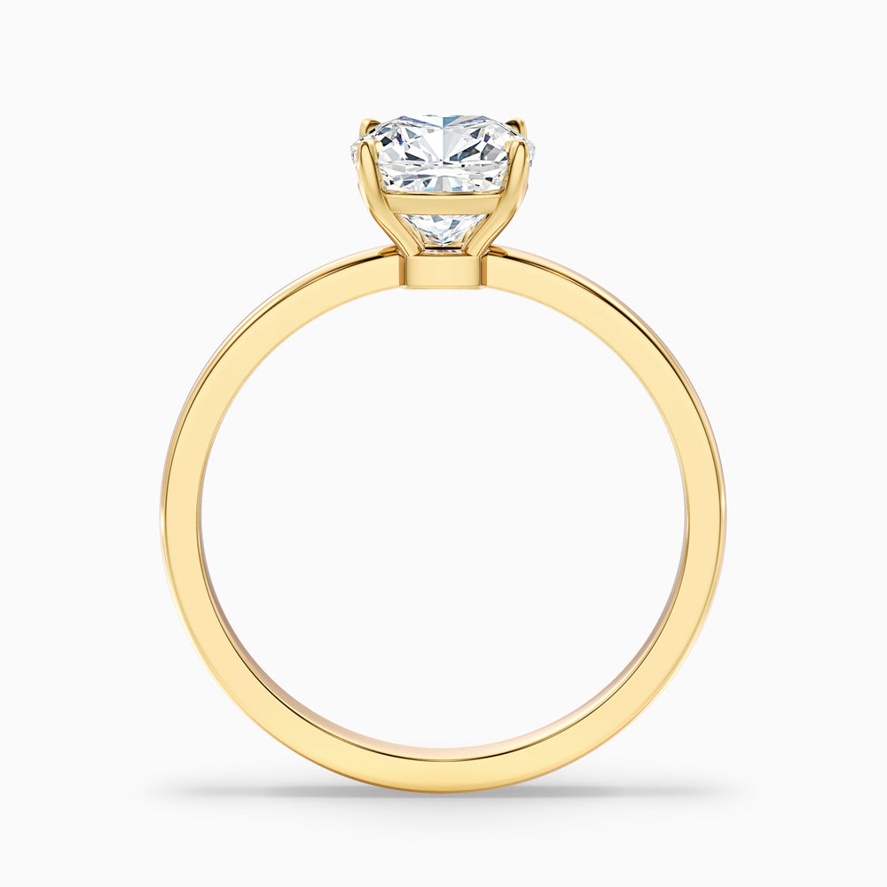harly 1 carat cushion cut low profile solitaire lab grown diamond ring in 10k yellow gold - Side View