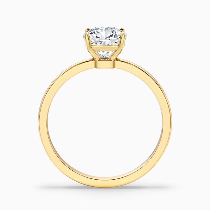 harly 1 carat cushion cut low profile solitaire lab grown diamond ring in 10k yellow gold - Side View