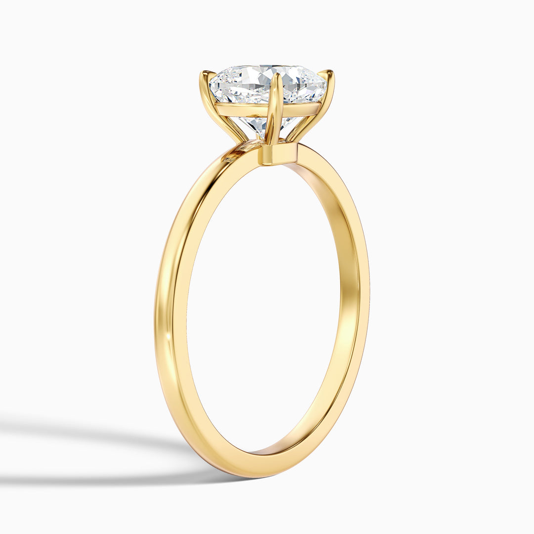 harly 1 carat cushion cut low profile solitaire lab grown diamond ring in 10k yellow gold - Detail View