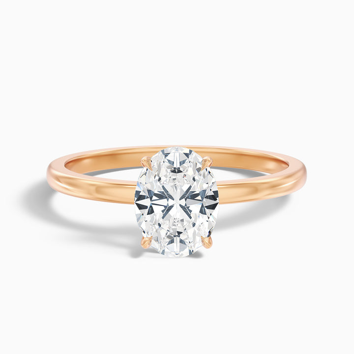 kaley 1 carat oval cut low profile solitaire lab grown diamond ring in 10k yellow gold - Front View