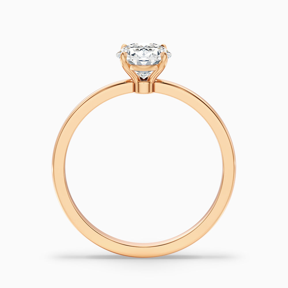 kaley 3 carat oval cut low profile solitaire lab grown diamond ring in 18k rose gold - Side View