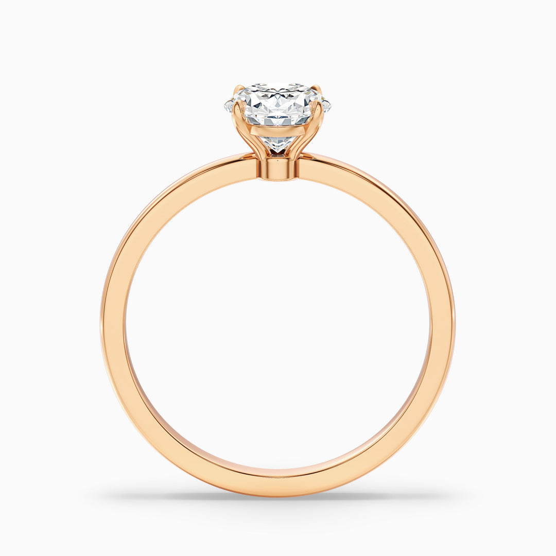 Ayana 3 Carat Oval Cut Low Profile Solitaire Moissanite Diamond Ring in 18k Rose Gold