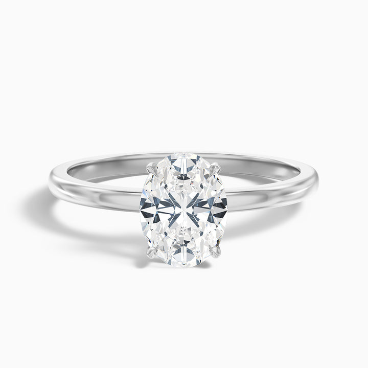 kaley 1 carat oval cut low profile solitaire lab grown diamond ring in 14k rose gold - Front View