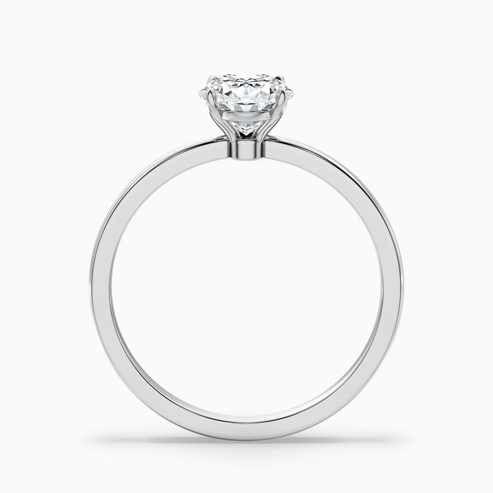 kaley 1 carat oval cut low profile solitaire lab grown diamond ring in 10k white gold - Side View