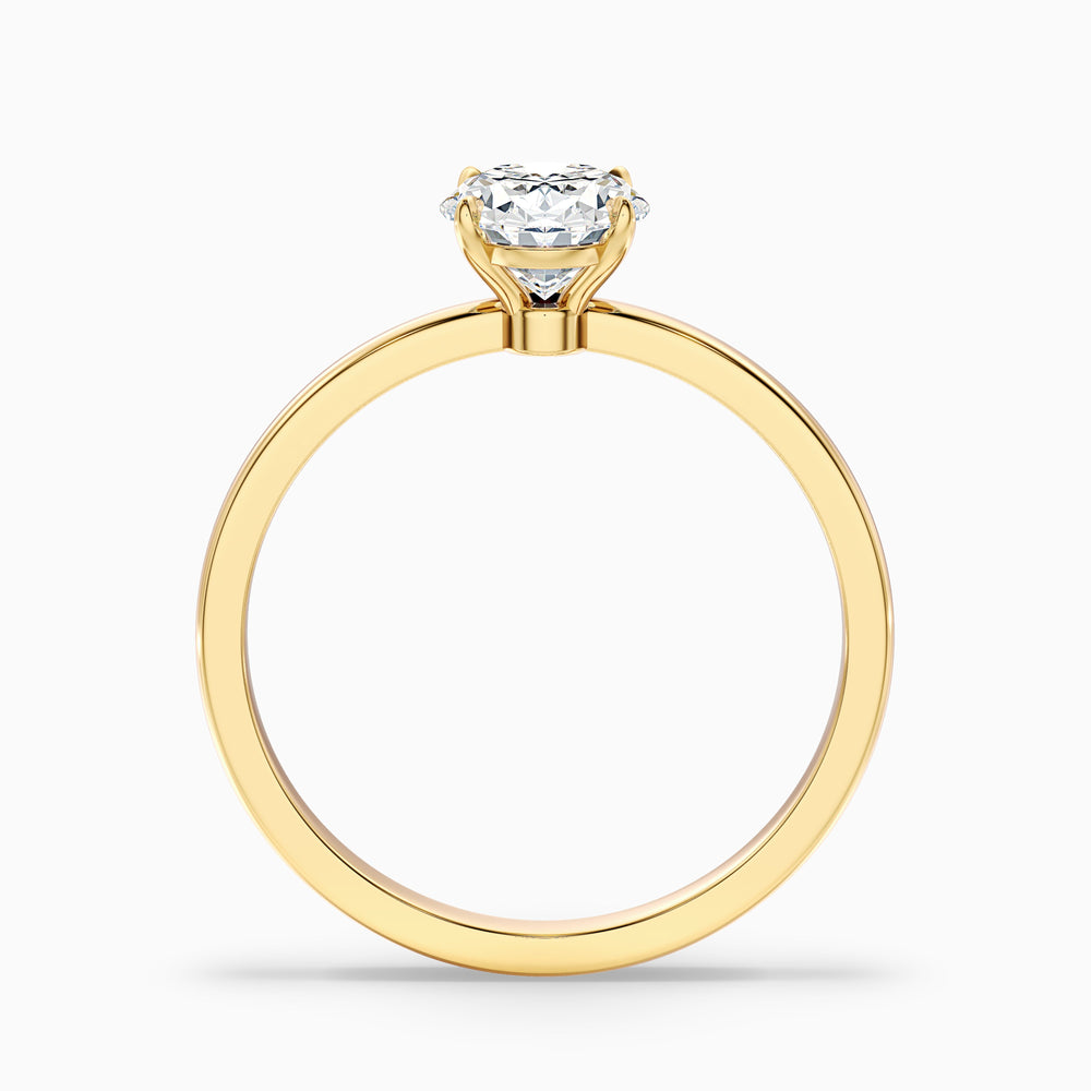 kaley 1 carat oval cut low profile solitaire lab grown diamond ring in 10k yellow gold - Side View