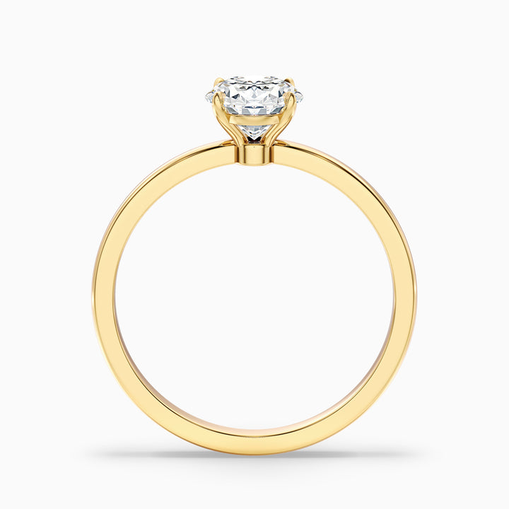 kaley 1 carat oval cut low profile solitaire lab grown diamond ring in 10k yellow gold - Side View