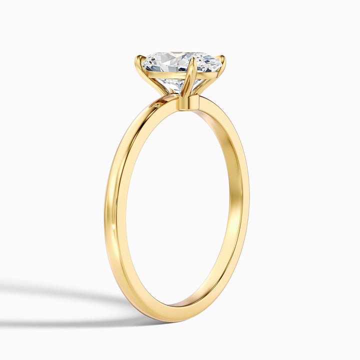 kaley 1 carat oval cut low profile solitaire lab grown diamond ring in 10k yellow gold - Detail View