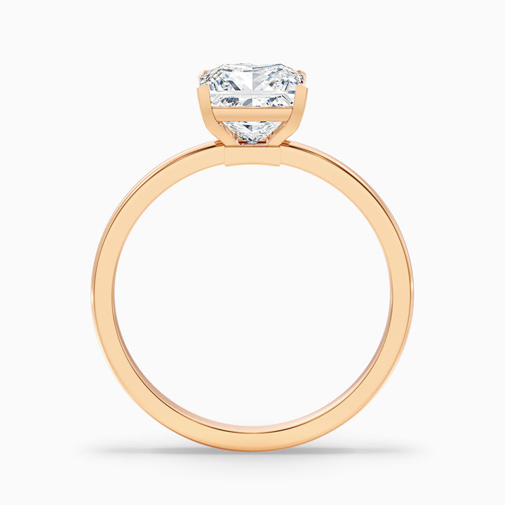 nasya 4 carat princess cut low profile solitaire lab grown diamond ring in 925 sterling silver - Side View