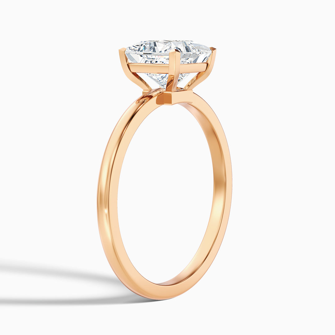 nasya 1 carat princess cut low profile solitaire lab grown diamond ring in 14k yellow gold - Detail View