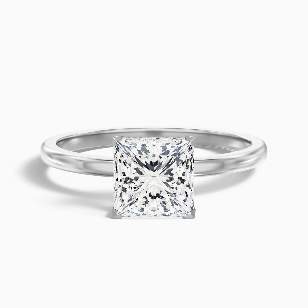 Avila 3.5 Carat Princess Cut Low Profile Solitaire Moissanite Diamond Ring in 925 Sterling Silver