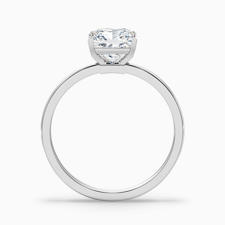 nasya 4 carat princess cut low profile solitaire lab grown diamond ring in 925 sterling silver - Side View