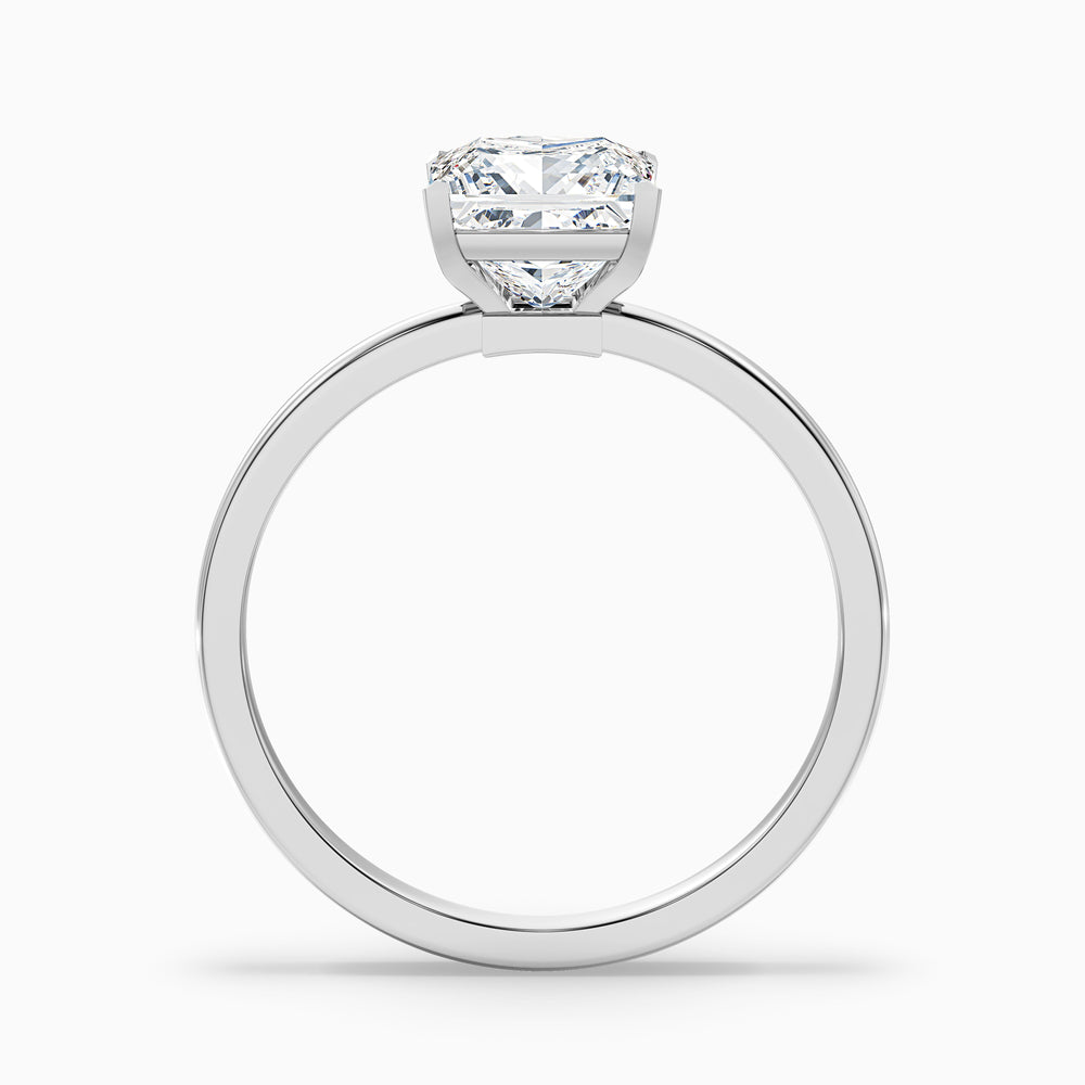 nasya 1 carat princess cut low profile solitaire lab grown diamond ring in 10k white gold - Side View