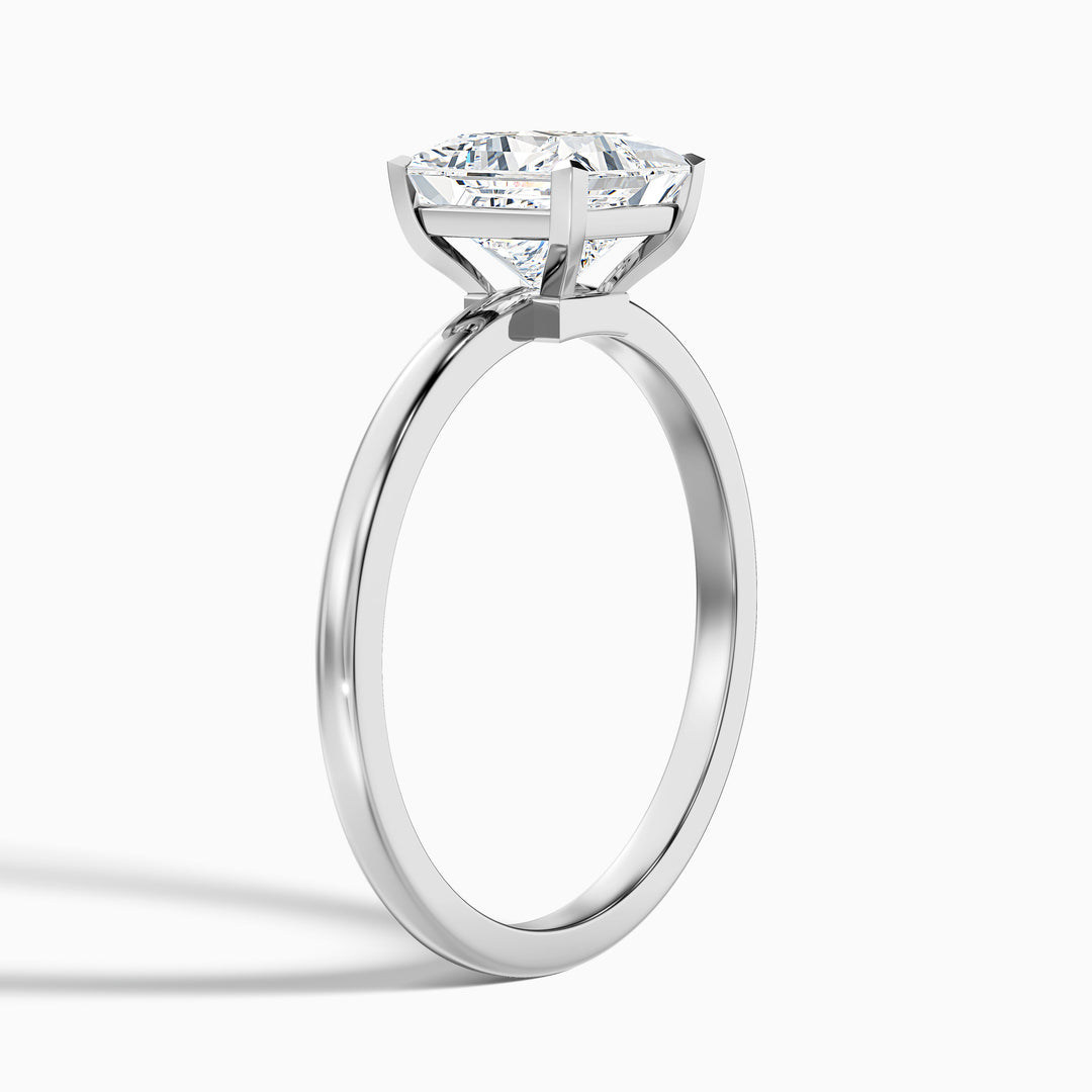 nasya 5 carat princess cut low profile solitaire lab grown diamond ring in 925 sterling silver - Detail View