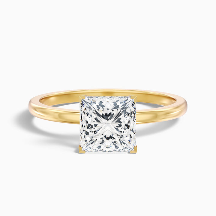 nasya 5 carat princess cut low profile solitaire lab grown diamond ring in 925 sterling silver - Front View