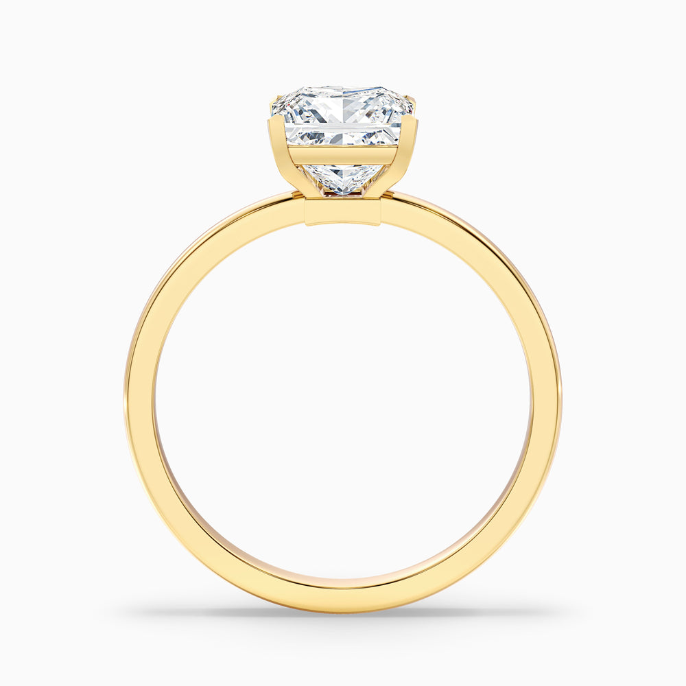 nasya 1 carat princess cut low profile solitaire lab grown diamond ring in 14k yellow gold - Side View
