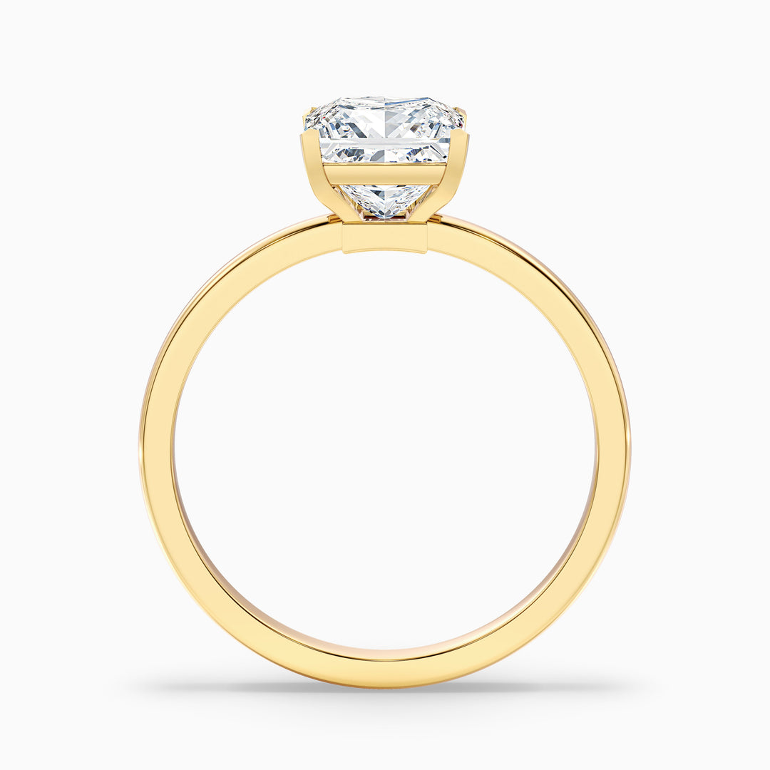 nasya 2 carat princess cut low profile solitaire lab grown diamond ring in 14k yellow gold - Side View
