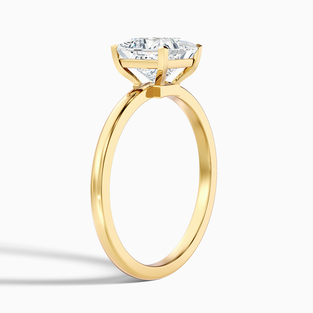 nasya 2 carat princess cut low profile solitaire lab grown diamond ring in 14k yellow gold - Detail View