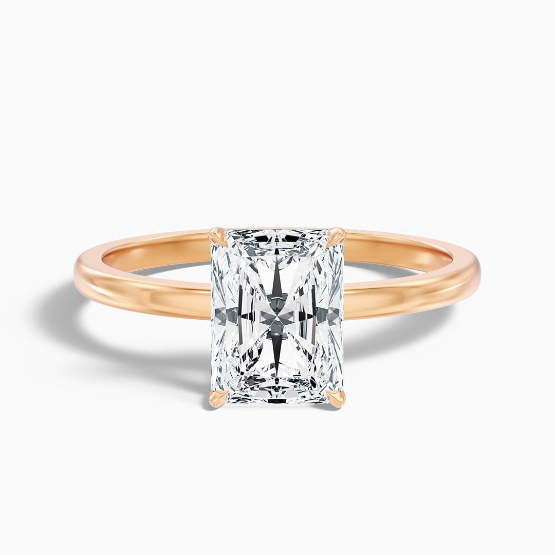 qiana 2 carat radiant cut low profile solitaire lab grown diamond ring in 14k yellow gold - Front View
