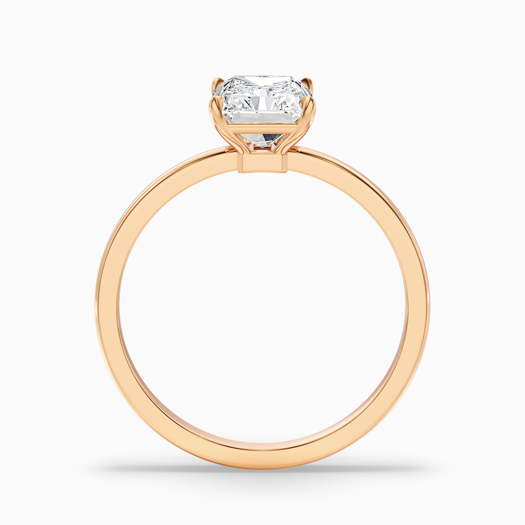 qiana 1 carat radiant cut low profile solitaire lab grown diamond ring in 925 sterling silver - Side View