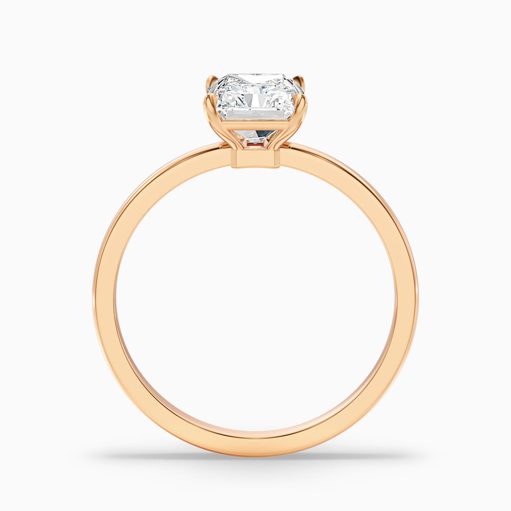 qiana 2 carat radiant cut low profile solitaire lab grown diamond ring in 10k rose gold - Side View