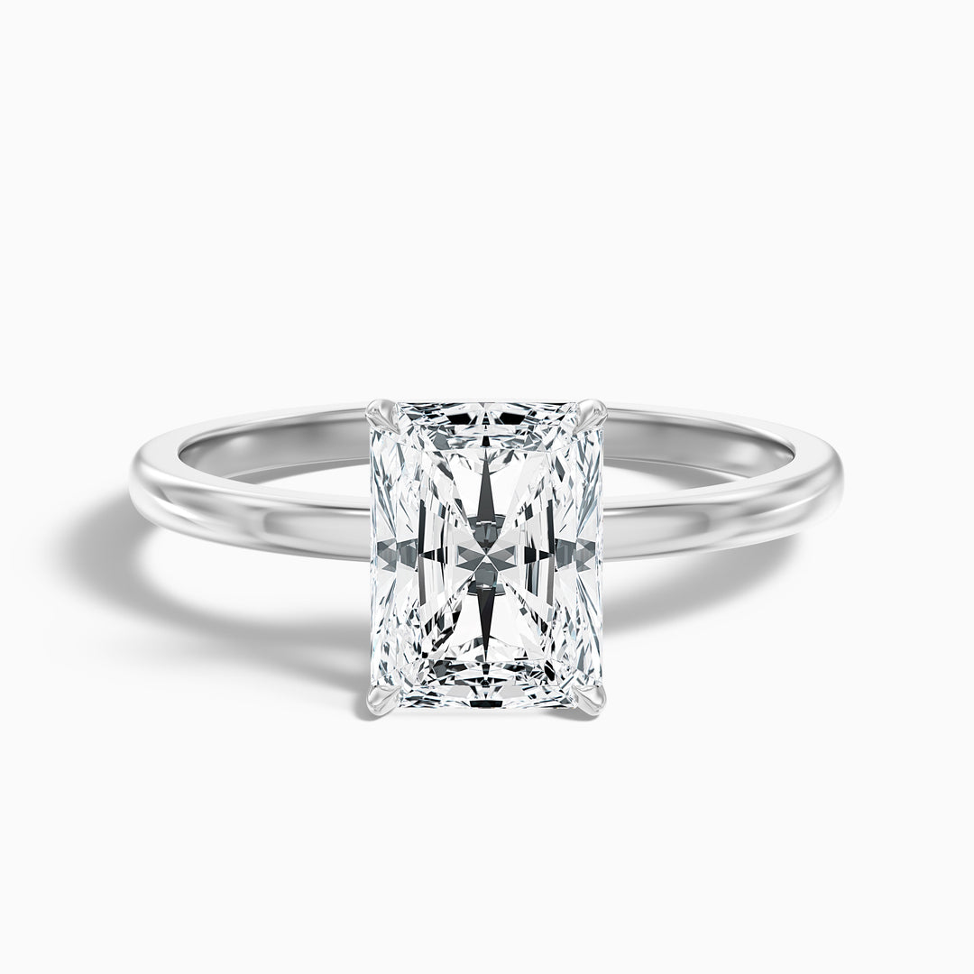 qiana 5 carat radiant cut low profile solitaire lab grown diamond ring in 925 sterling silver - Front View