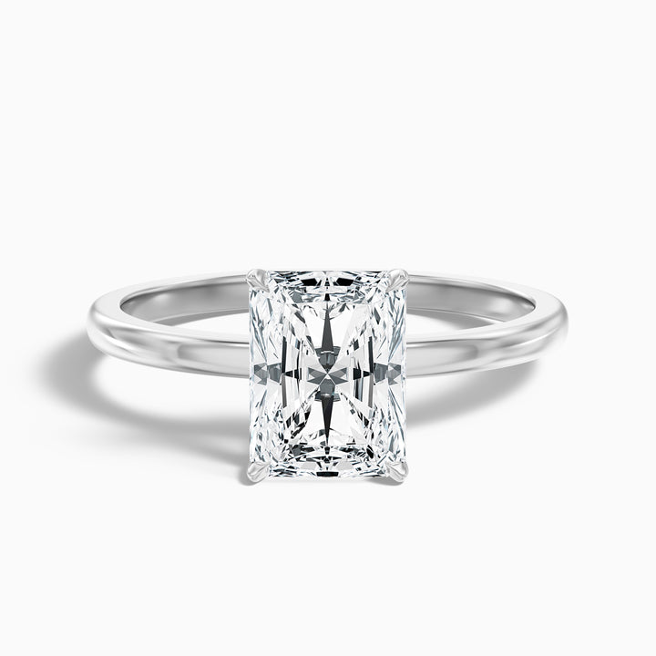 Avery 4.5 Carat Radiant Cut Low Profile Solitaire Moissanite Diamond Ring in 10k White Gold