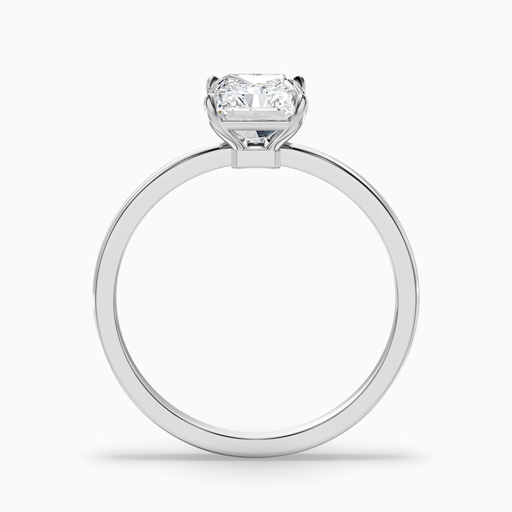 qiana 3 carat radiant cut low profile solitaire lab grown diamond ring in 10k white gold - Side View