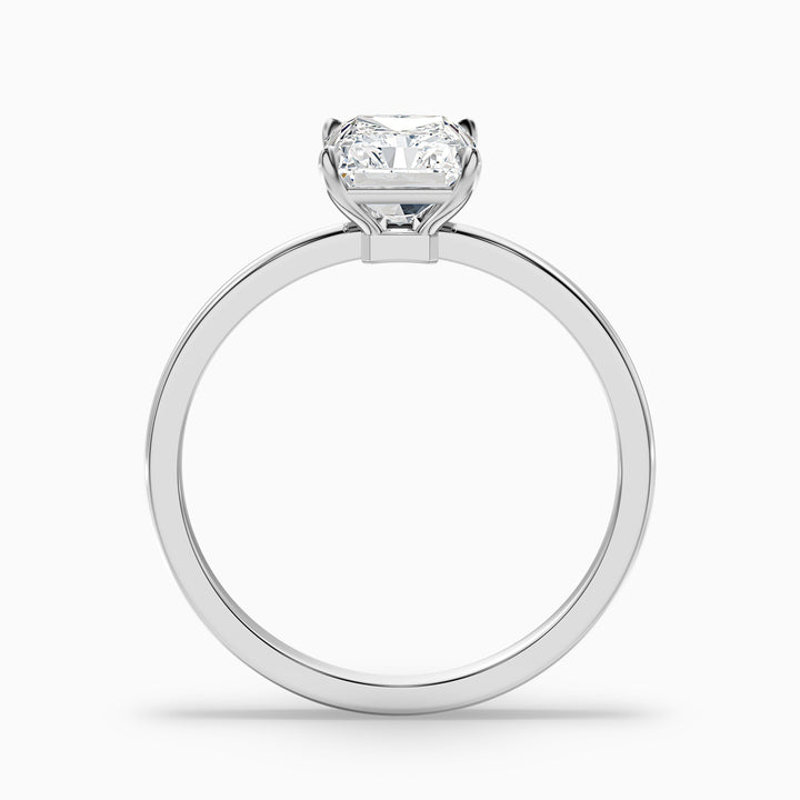 qiana 5 carat radiant cut low profile solitaire lab grown diamond ring in 925 sterling silver - Side View