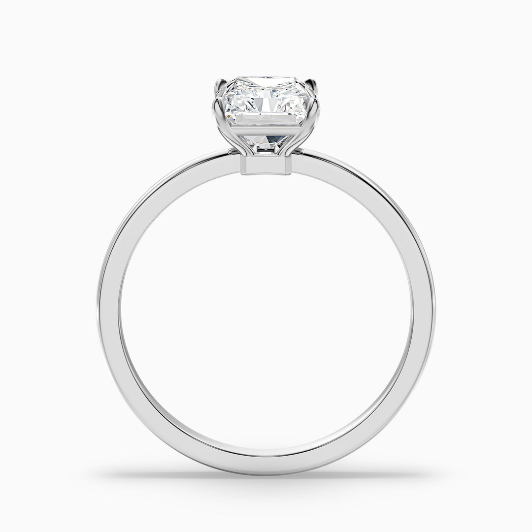 qiana 1 carat radiant cut low profile solitaire lab grown diamond ring in 925 sterling silver - Side View