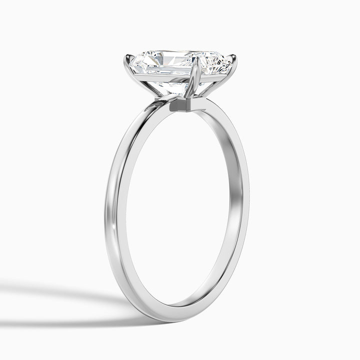 qiana 5 carat radiant cut low profile solitaire lab grown diamond ring in 925 sterling silver - Detail View