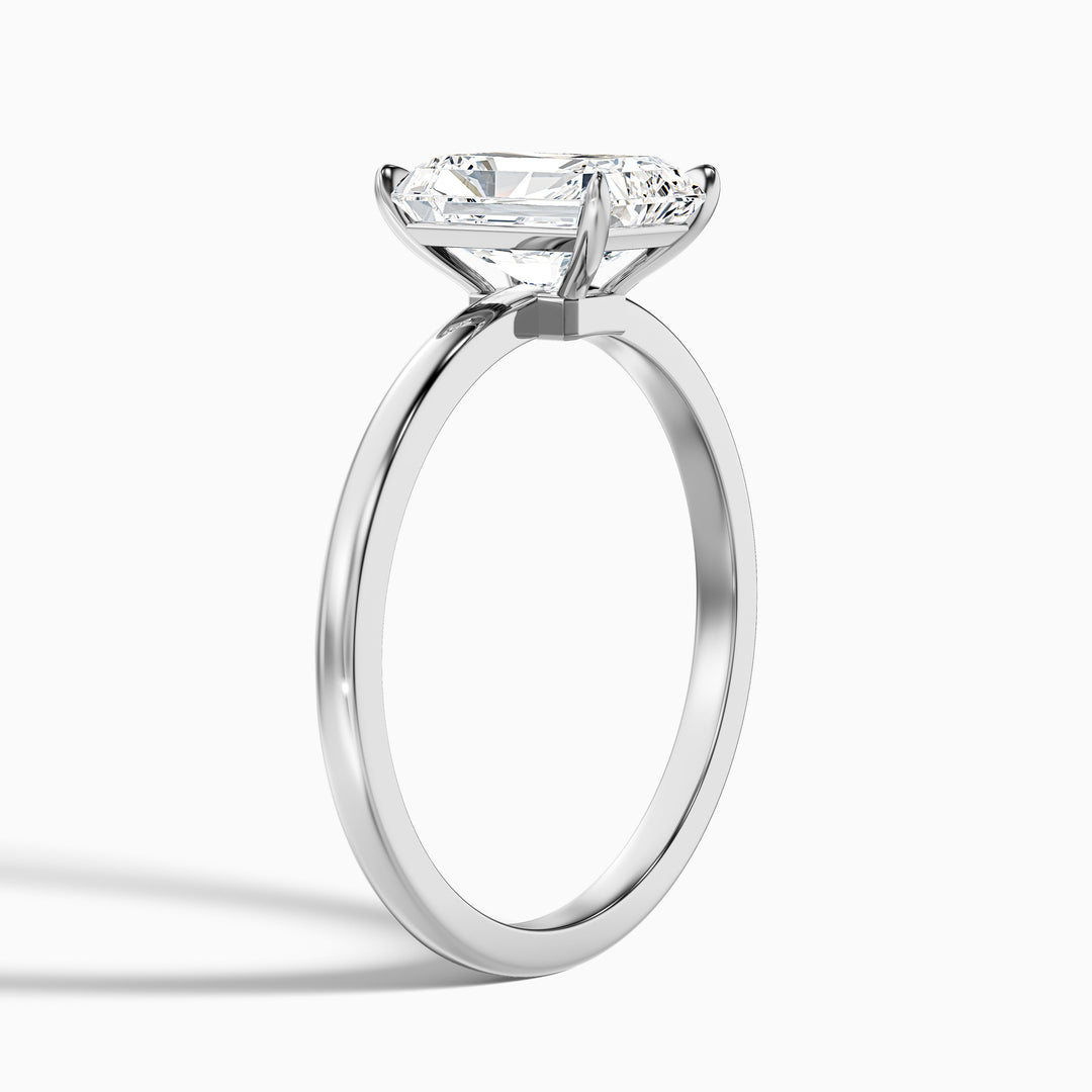 qiana 2 carat radiant cut low profile solitaire lab grown diamond ring in 925 sterling silver - Detail View