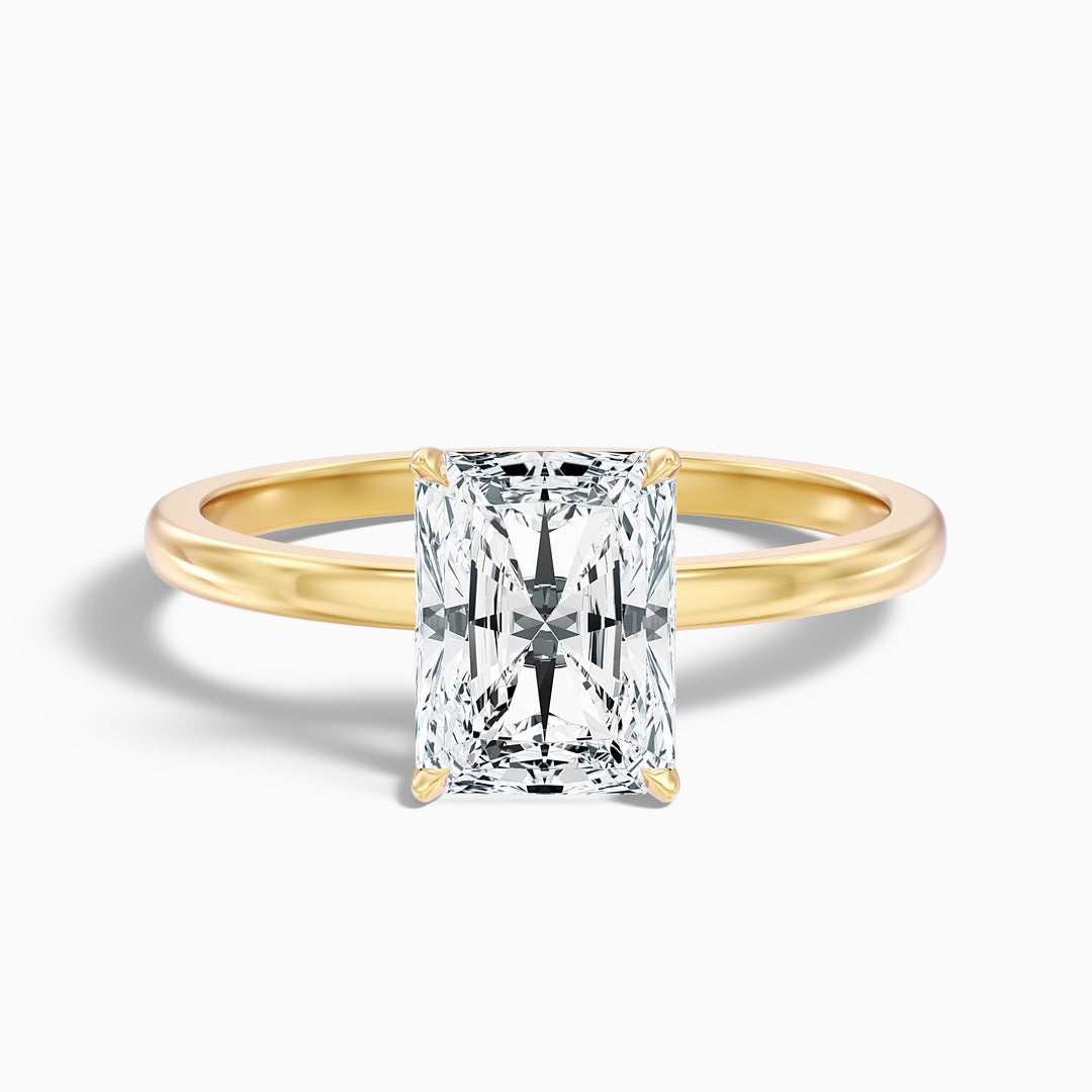 qiana 2 carat radiant cut low profile solitaire lab grown diamond ring in 14k yellow gold - Front View