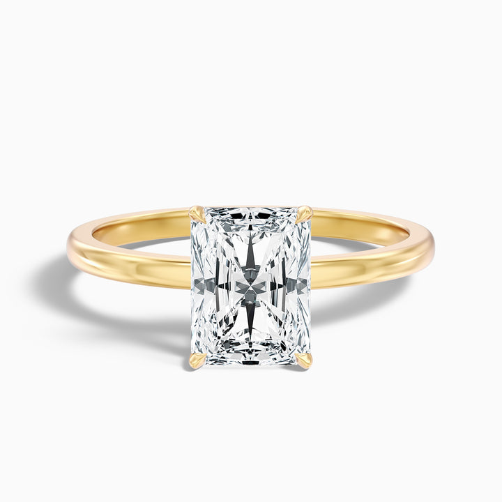 Avery 1 Carat Radiant Cut Low Profile Solitaire Moissanite Diamond Ring in 10k Yellow Gold