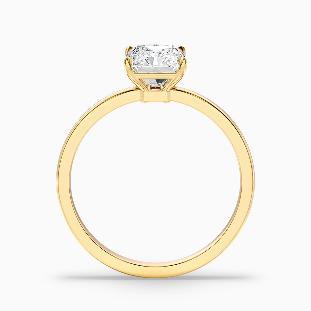 qiana 1 carat radiant cut low profile solitaire lab grown diamond ring in 10k yellow gold - Side View