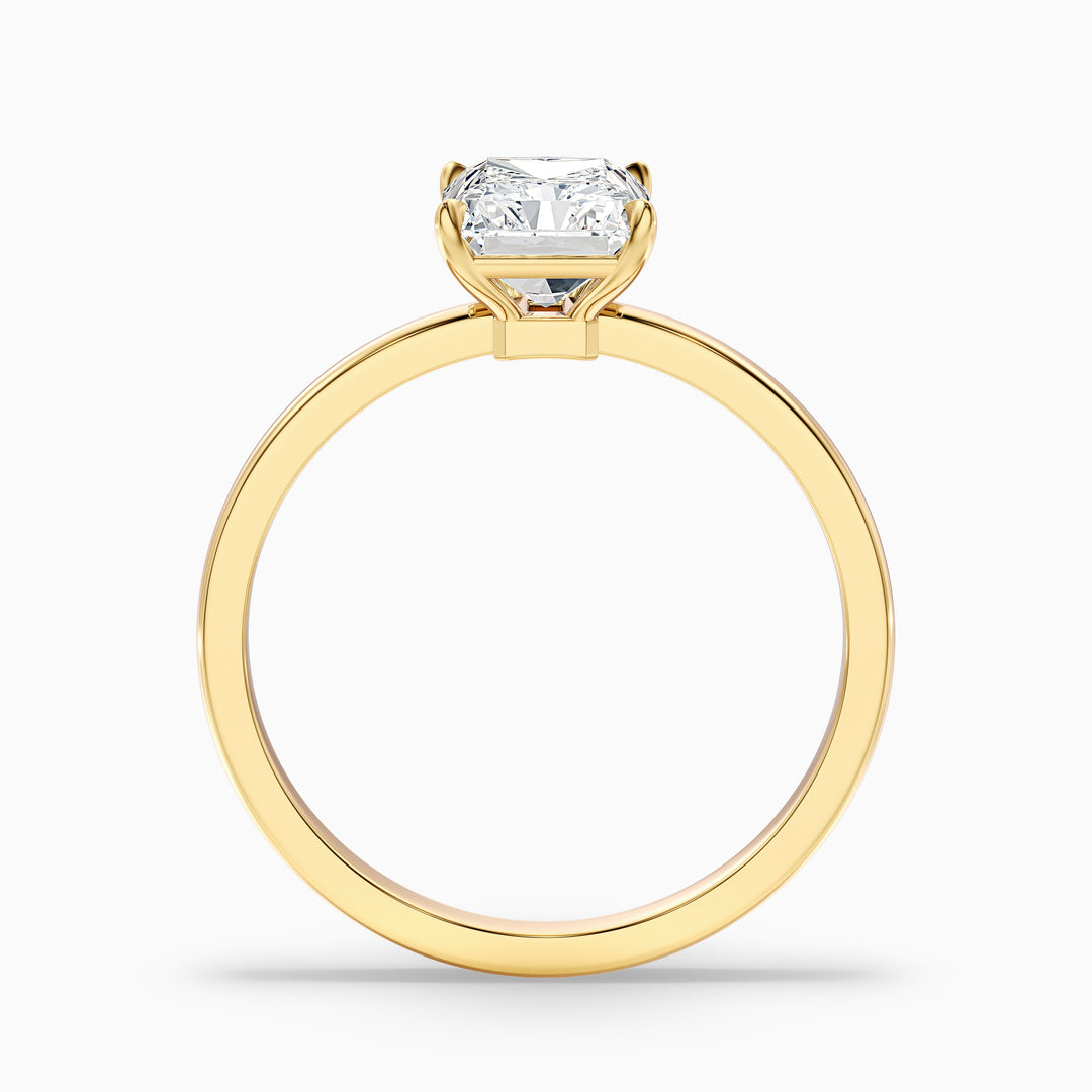 qiana 1 carat radiant cut low profile solitaire lab grown diamond ring in 10k yellow gold - Side View
