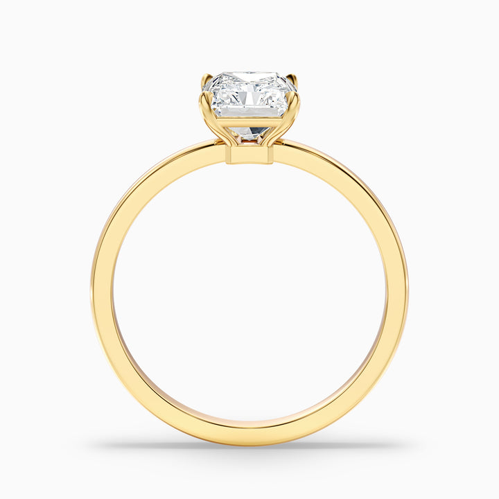 qiana 2 carat radiant cut low profile solitaire lab grown diamond ring in 14k yellow gold - Side View
