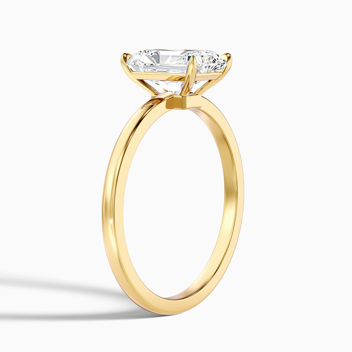 qiana 1 carat radiant cut low profile solitaire lab grown diamond ring in 10k yellow gold - Detail View