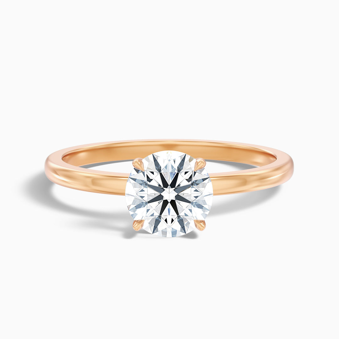willy 3.5 carat round cut low profile solitaire lab grown diamond ring in 10k white gold - Front View