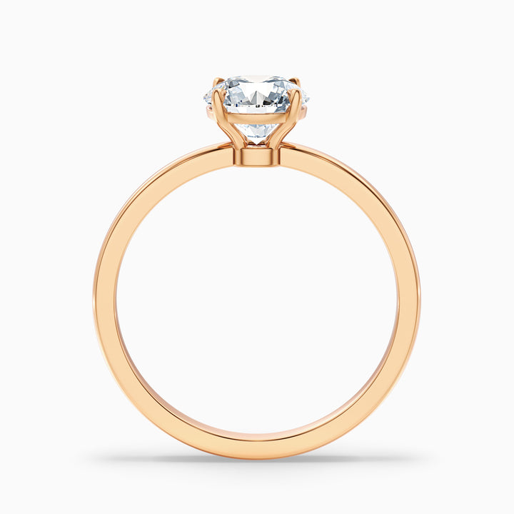 Arlen 4 Carat Round Cut Low Profile Solitaire Moissanite Diamond Ring in 14k Yellow Gold