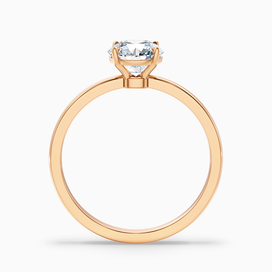 willy 3.5 carat round cut low profile solitaire lab grown diamond ring in 10k yellow gold - Side View