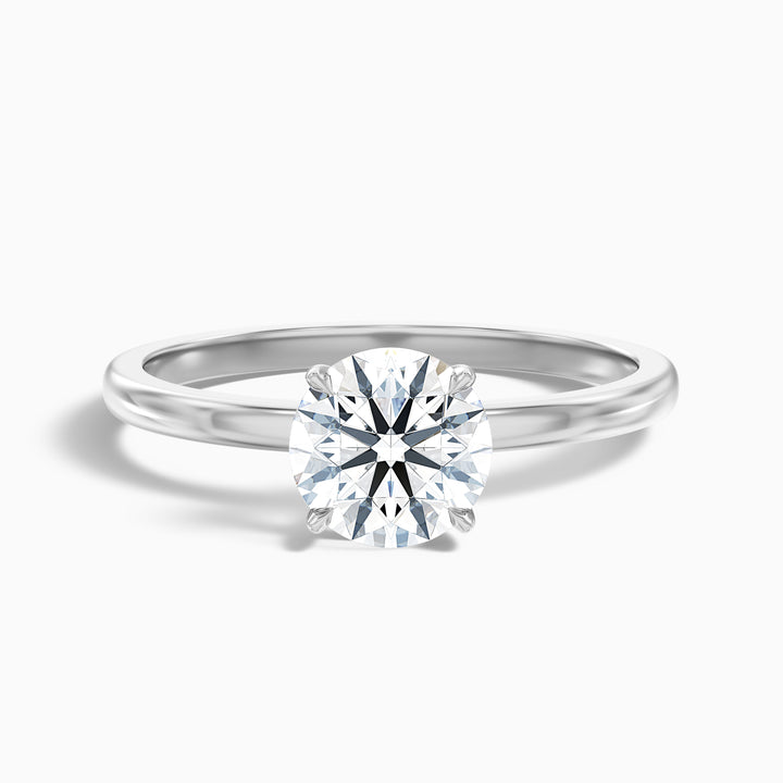 willy 1 carat round cut low profile solitaire lab grown diamond ring in 10k yellow gold - Front View
